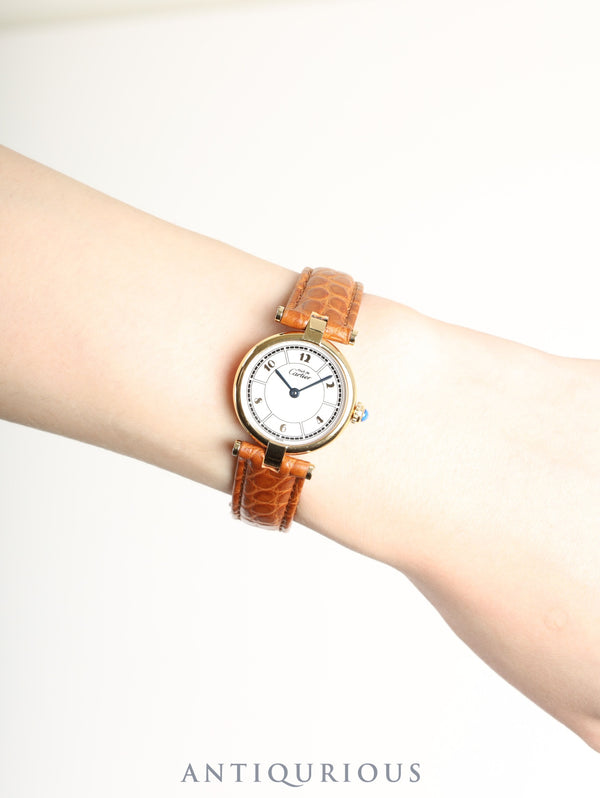 カルティエ マスト ヴァンドーム VLC SM W1009854 / 1851 クォーツ Cal.90 SV925 革 純正Dバックル（GP）アラビア文字盤 箱 オーバーホール済み