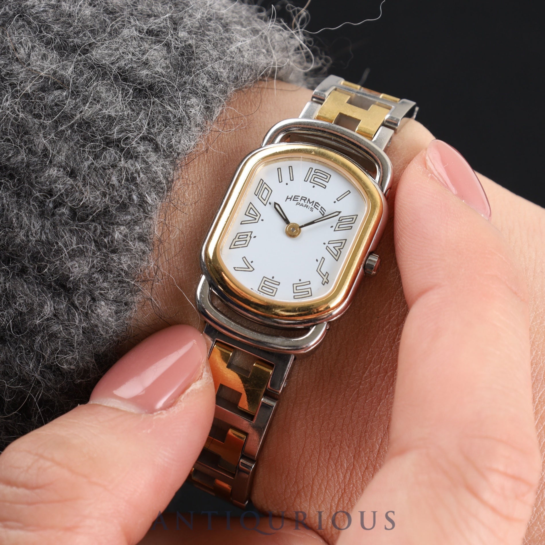 Hermes Rally RA1.220 Quartz Cal.976.001 SS/GP White Dial Overhauled