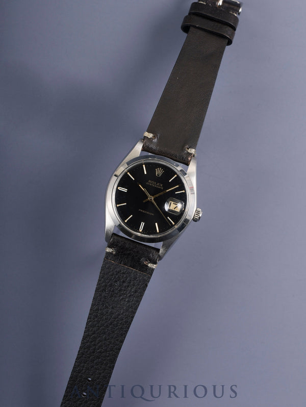 ロレックス オイスターデイトプレシジョン 6694 手巻き Cal.1225 SS 革 社外尾錠（SS） ブラック文字盤 51番（1977年）オーバーホール済み