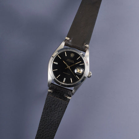 ロレックス オイスターデイトプレシジョン 6694 自動巻き Cal.1225 SS 革 社外尾錠（SS） ブラック文字盤 51番（1977年）オーバーホール済み