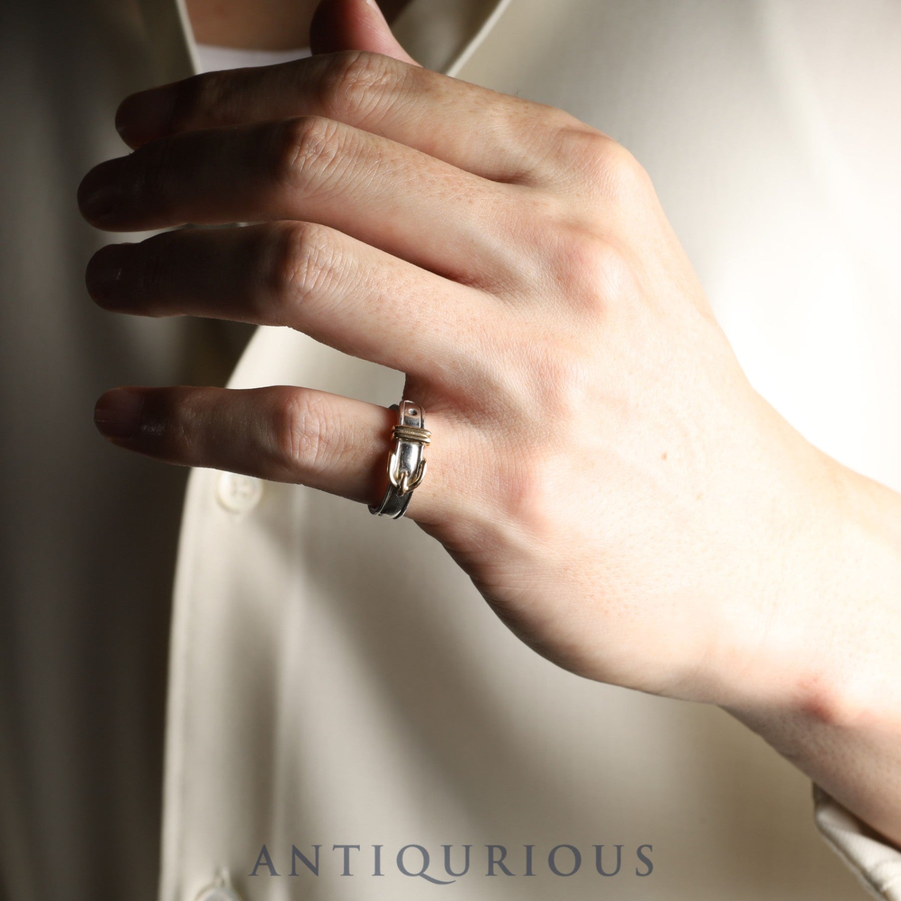 Hermès Santur Ring, SV925/750, 4.2g, #54, Approx. Size 13