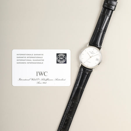 IWC ポートフィノ IW351320 自動巻き SS 革 純正ピンバックル（SS）ホワイト文字盤（風防スレ傷） 保証書（2003年）オーバーホール済み アイダブリュシー