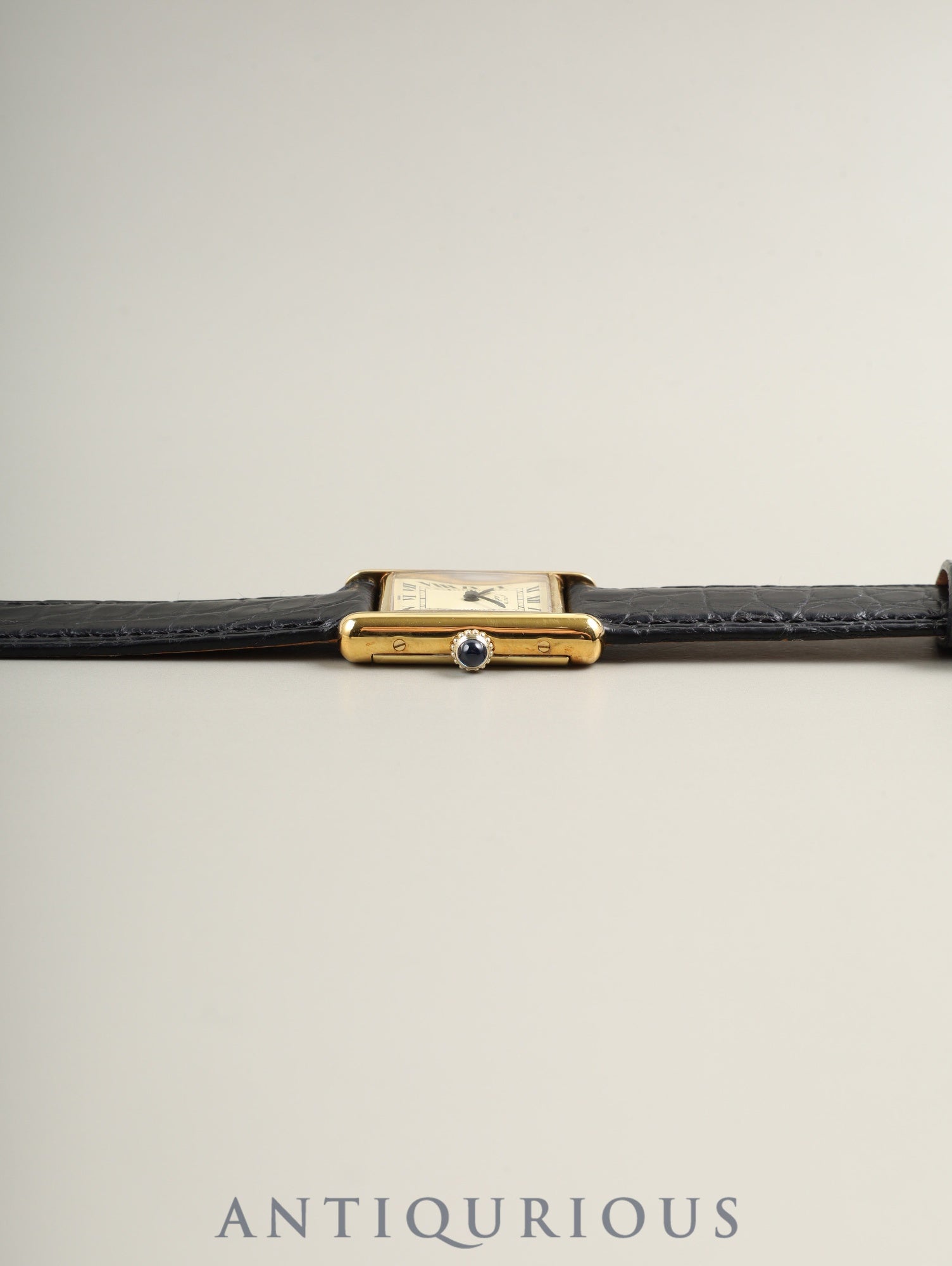 カルティエ マストタンク SM 手巻き Cal.ETA2512 SV925 革 純正尾錠（GP）アイボリーローマン文字盤（SWISS表記）オーバーホール済み