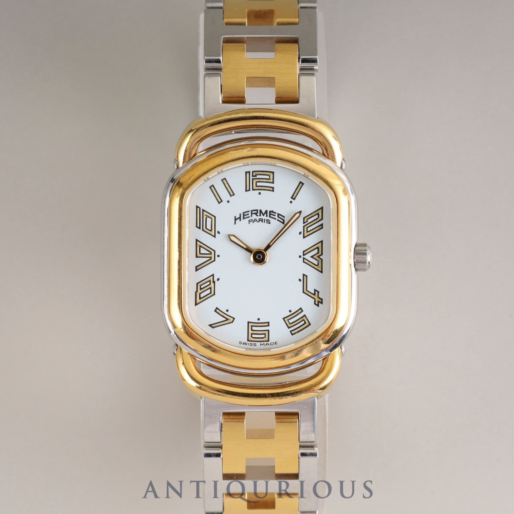 Hermes Rally RA1.240 Quartz Cal.976.001 SS/GP SS/GP White Dial Overhauled