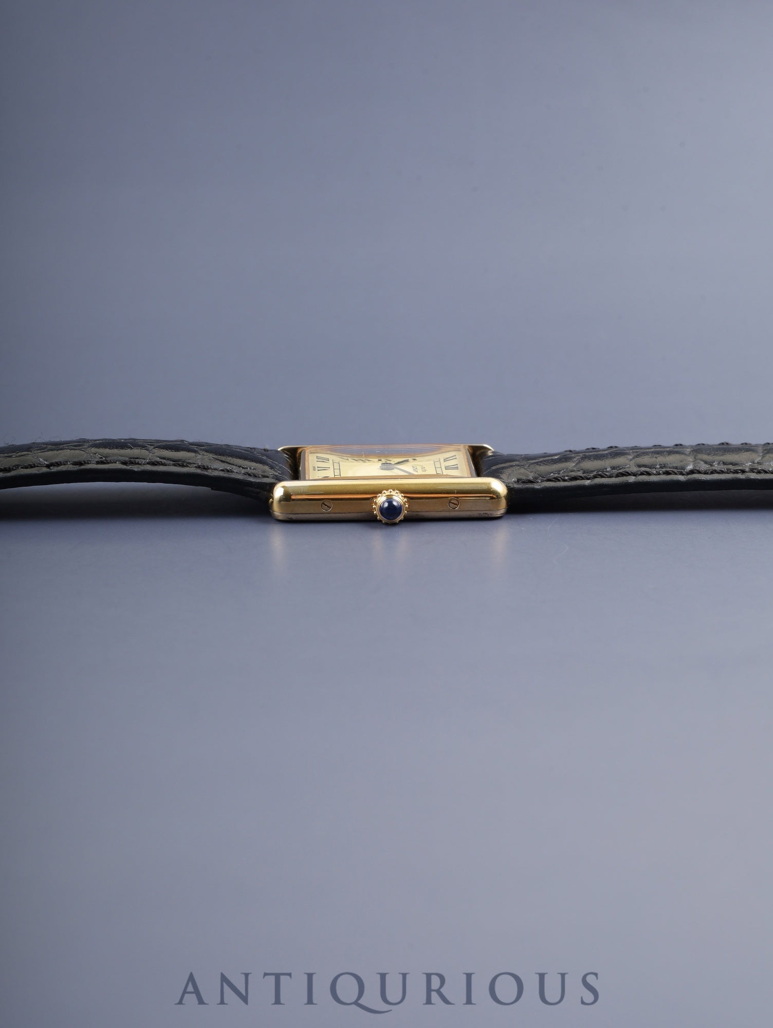 カルティエ マストタンク LM 590005 クォーツ Cal.90 SV925 革 純正尾錠（GP）アイボリーローマン文字盤（SWISS表記）オーバーホール済み