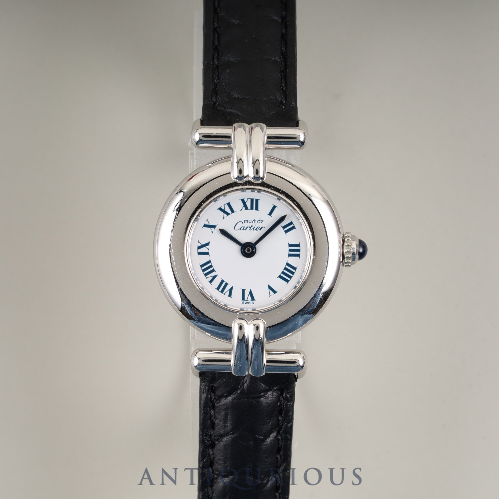 カルティエ マストコリゼ W1001665 / 690002 クォーツ Cal.90.06  SV925 革 純正Dバックル（SS） ホワイトローマン文字盤 箱 冊子 保証書（1995年） オーバーホール済み