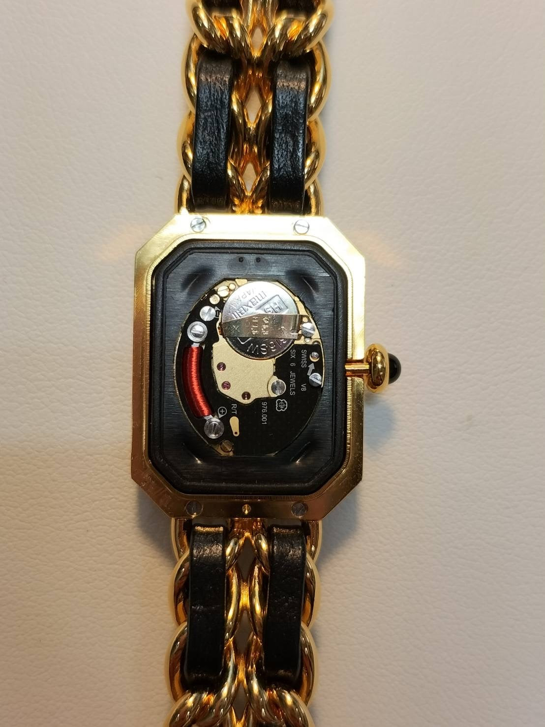 Chanel Premiere M H0001 Quartz Cal.976.001 GP GP/Leather Black Dial Case Service Warranty (February 2026) Overhauled