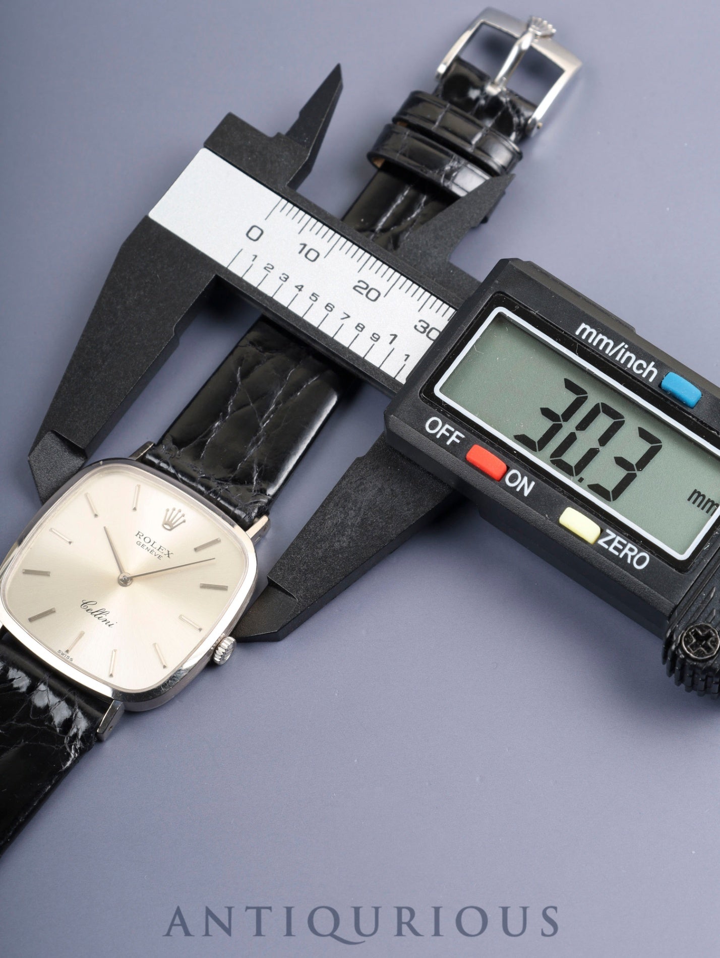 ロレックス チェリーニ 4114 手巻き Cal.1600 革 750WG 純正ピンバックル（SS）シルバー文字盤 42番台（1974年） オーバーホール済み