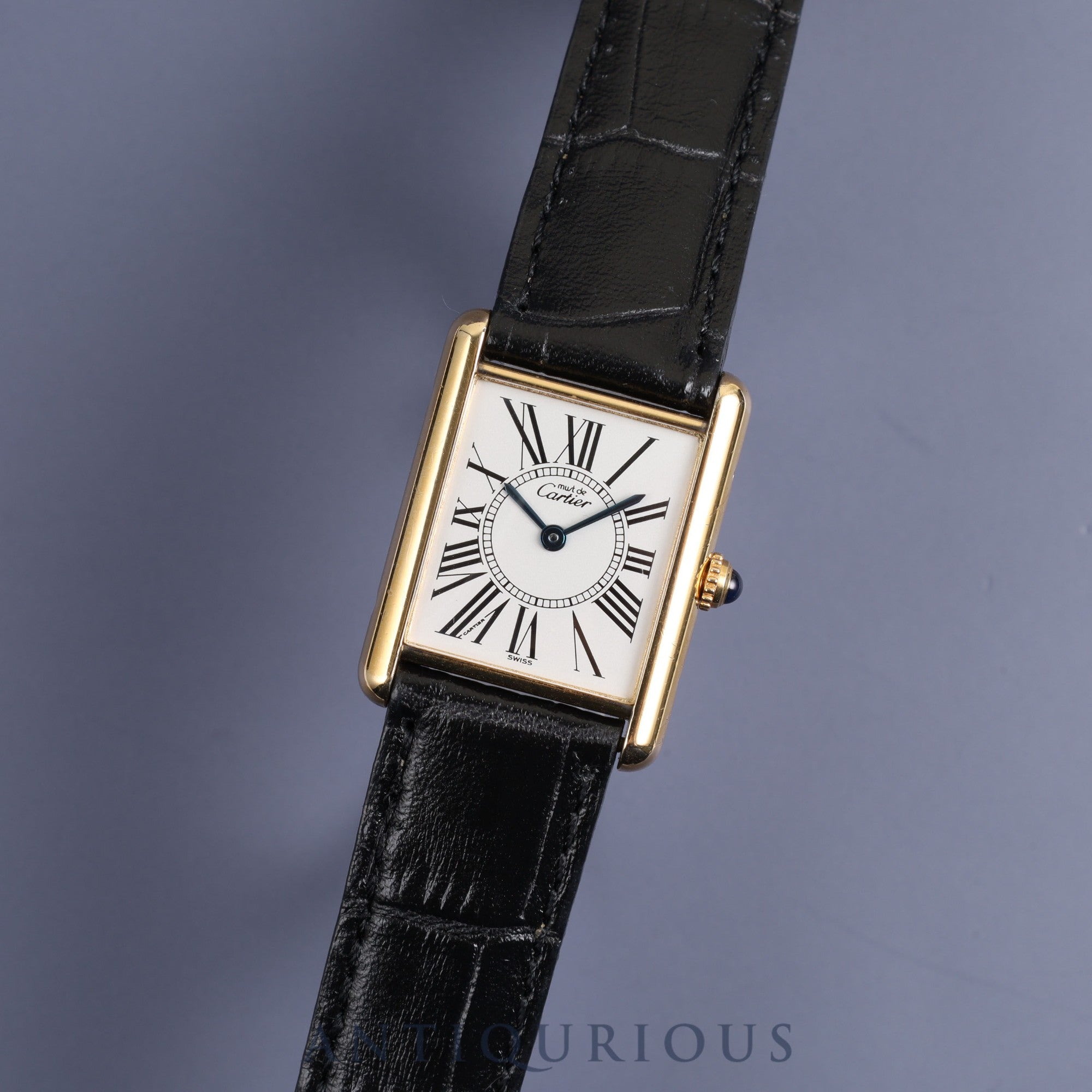 Cartier Must Tank LM 590005 Quartz Cal.90 SV925 Leather Genuine D Buckle (GP) Opalan Dial Overhauled