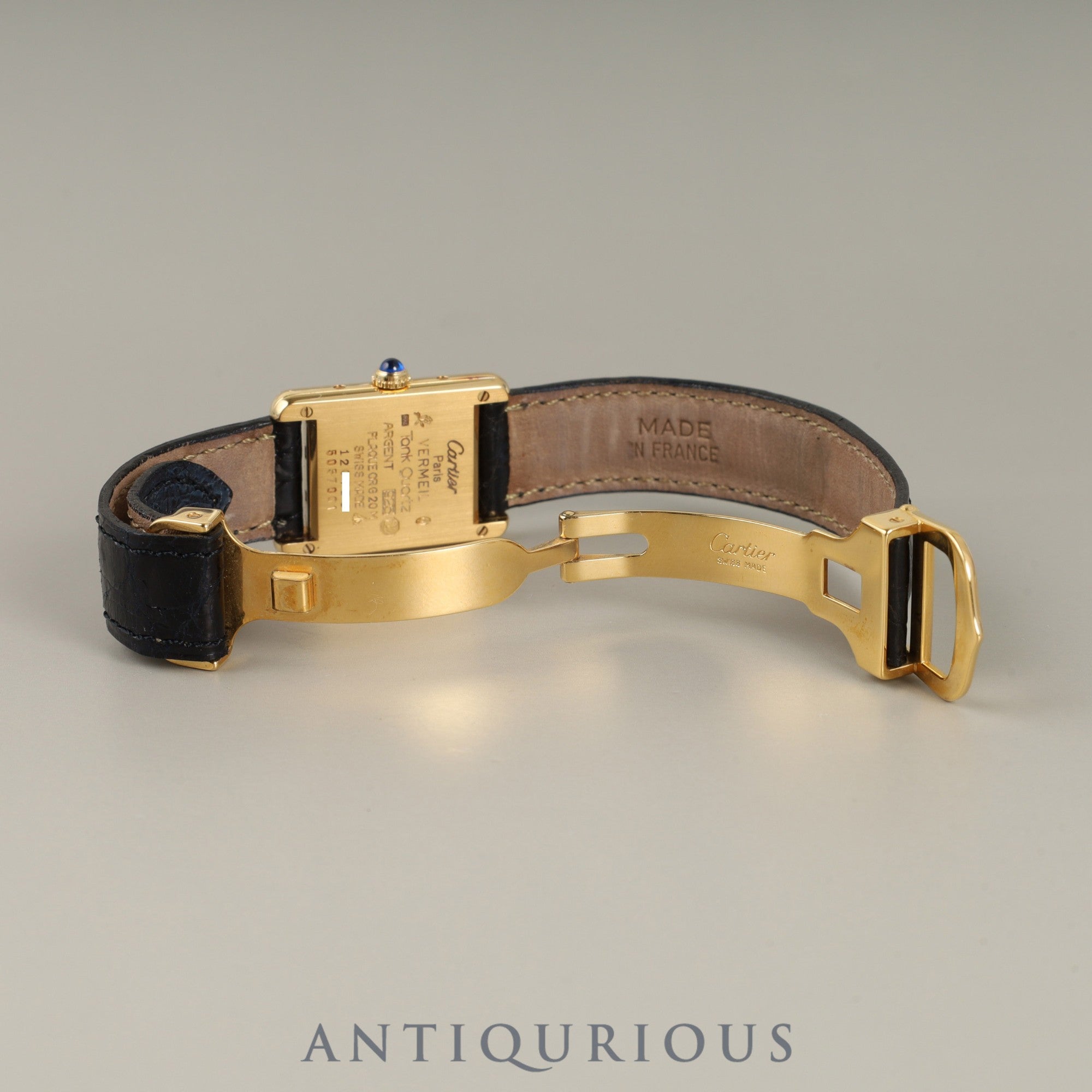 Cartier 時計ベルト　カルティエ マストタンクSM Dバックル　クロコ Cartier】カルティエマストタンク SM縦ローマ 純正Dバックル付き