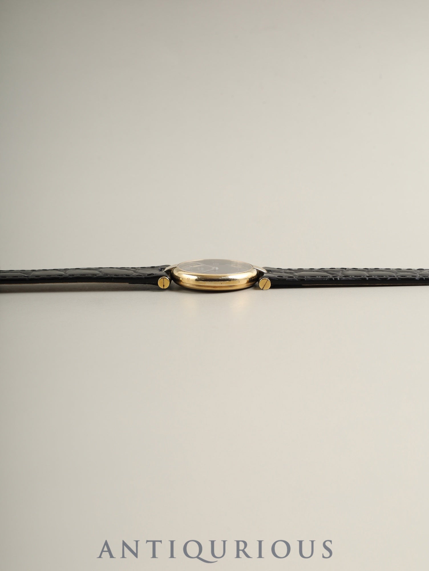 カルティエ マスト ヴァンドーム VLC SM 18 クォーツ Cal.690 SV925 革 純正ピンバックル（GP）ブラックローマン文字盤（SWISS表記）オーバーホール済み