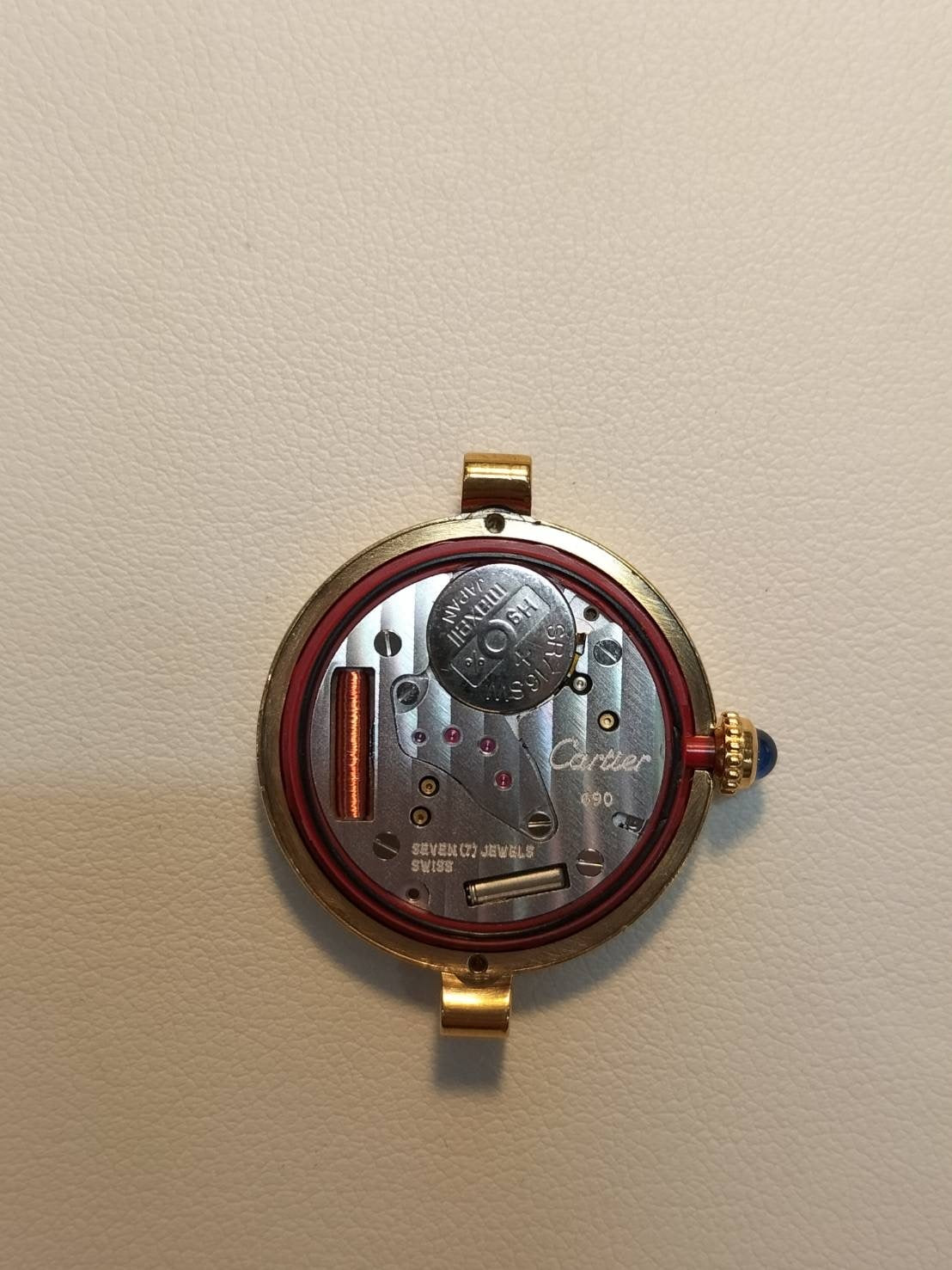 カルティエ マスト ヴァンドーム VLC SM 590004 クォーツ Cal.690 SV925 革 純正尾錠（GP）アイボリーローマン文字盤 オーバーホール済み