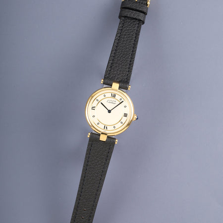 カルティエ マスト ヴァンドーム VLC LM W1001953 / 590003 クォーツ SV925 革 純正尾錠（GP）アイボリー4点ローマン文字盤 カルティエブティックにてコンプリートサービス（フルメンテナンス）済み