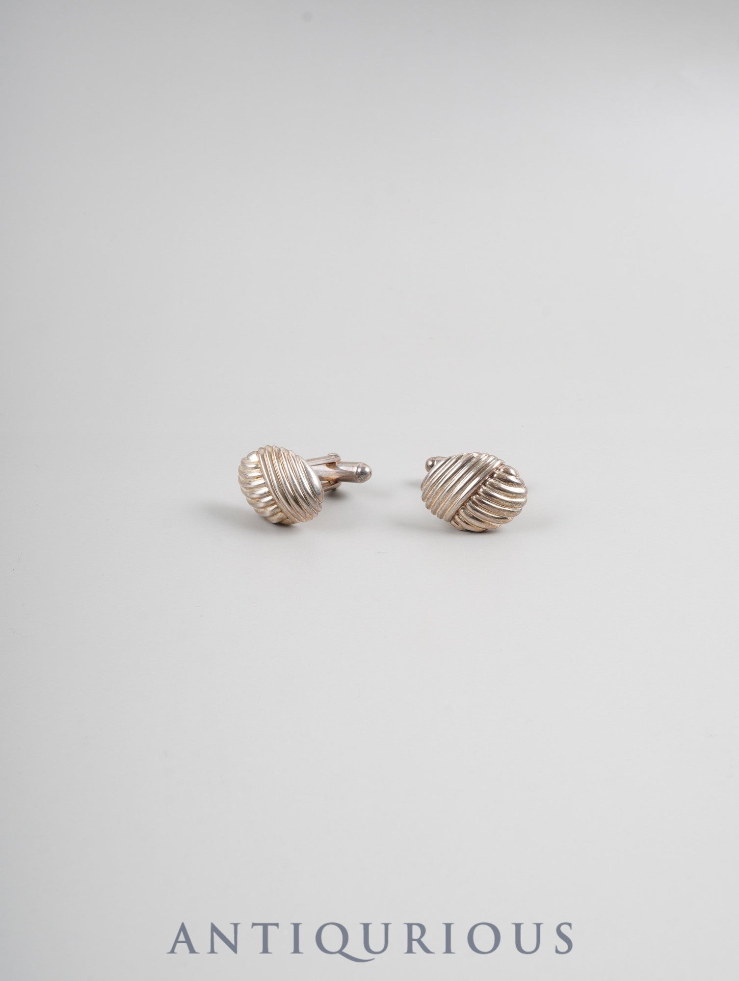 ティファニー カフリンクス ラージL シェル調 鏡面ラインオーバル スターリングシルバー 箱 保存袋