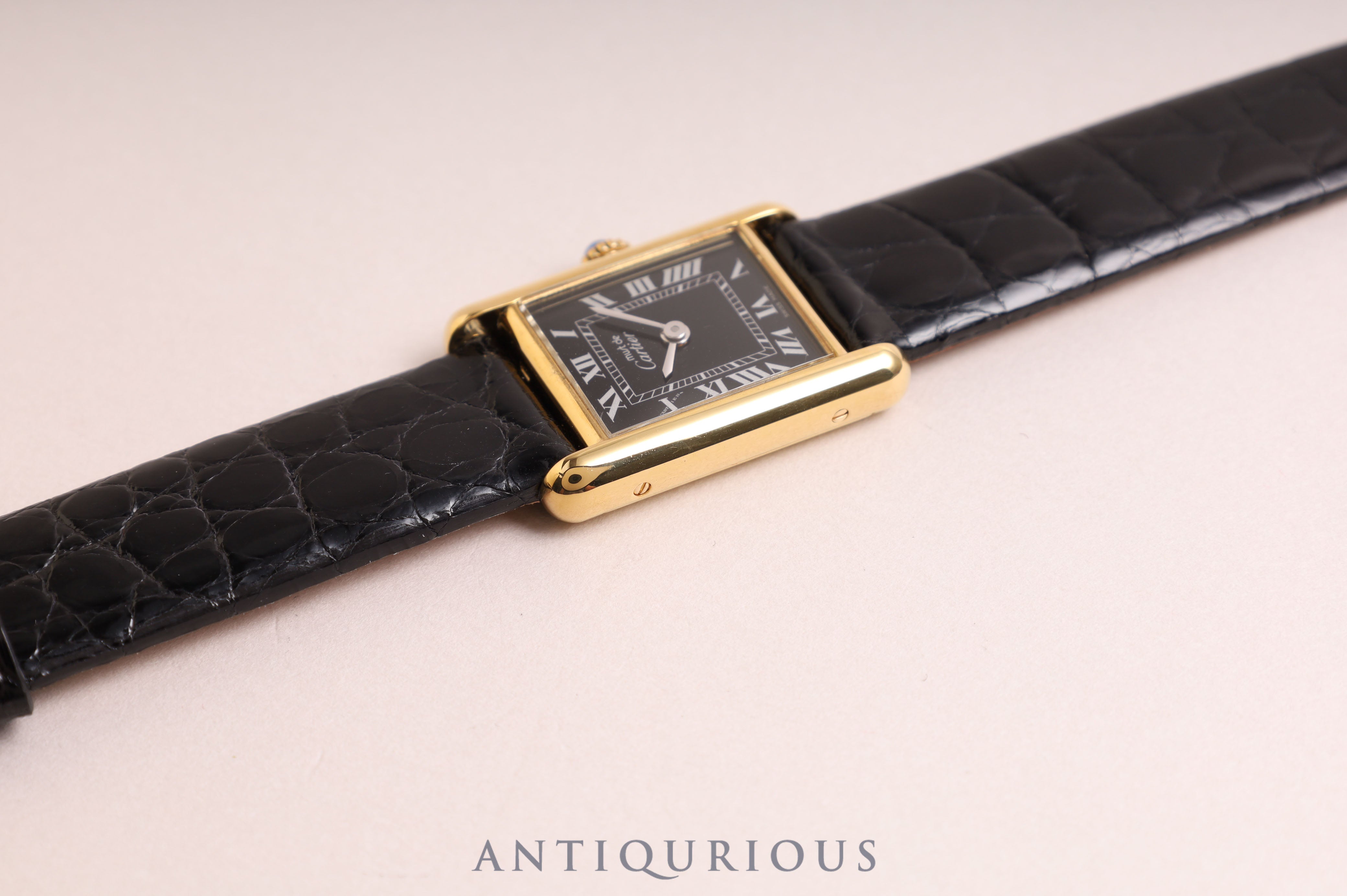 Cartier Must Tank SM Manual winding Black Roman dial Box included Complete service completed in May 2023