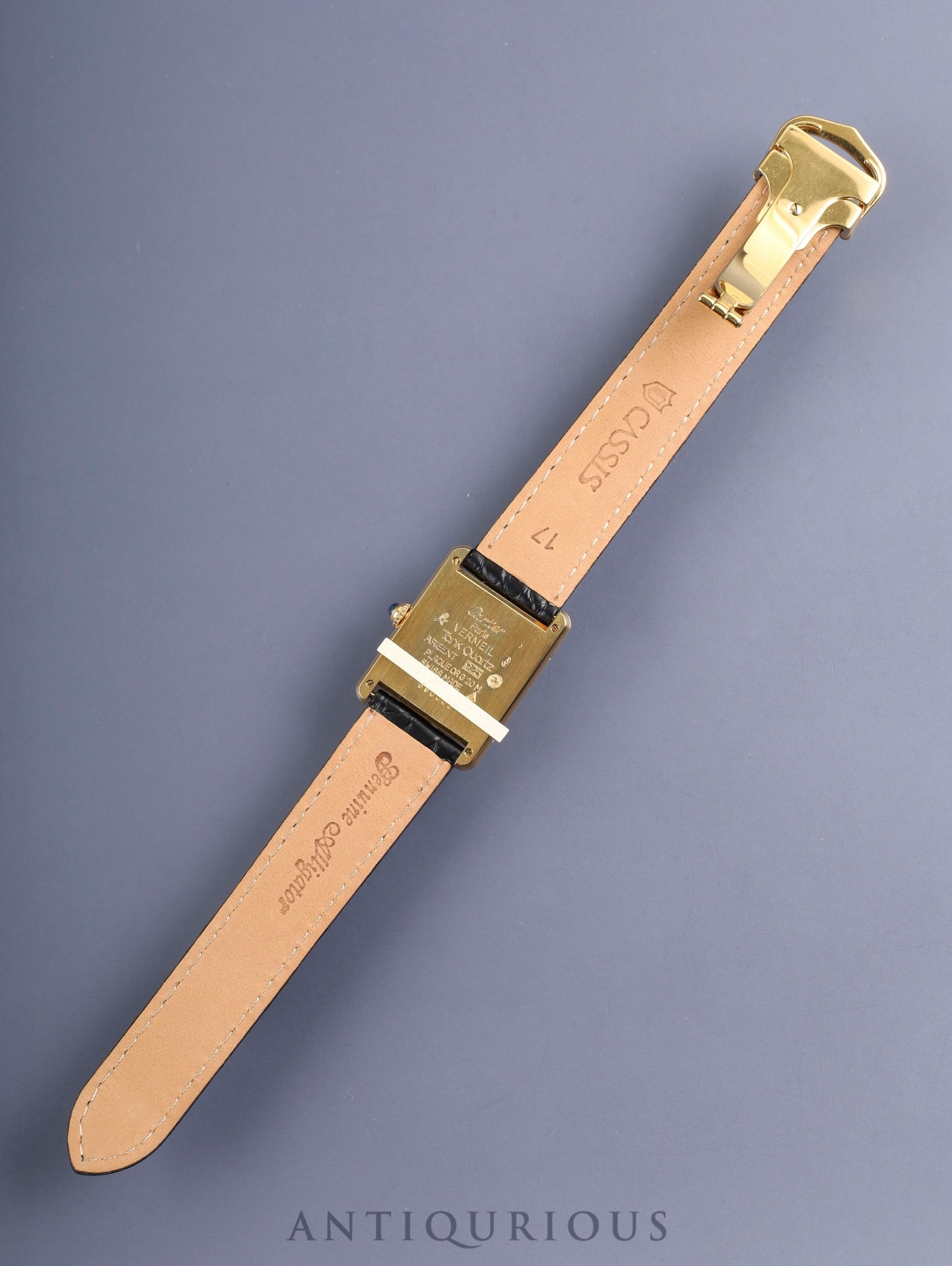 カルティエ マストタンク LM 590005 クォーツ SV925 革 純正Dバックル（GP） ブラック飛びローマン文字盤（SWISS MADE表記）  カルティエブティックにてコンプリートサービス済み