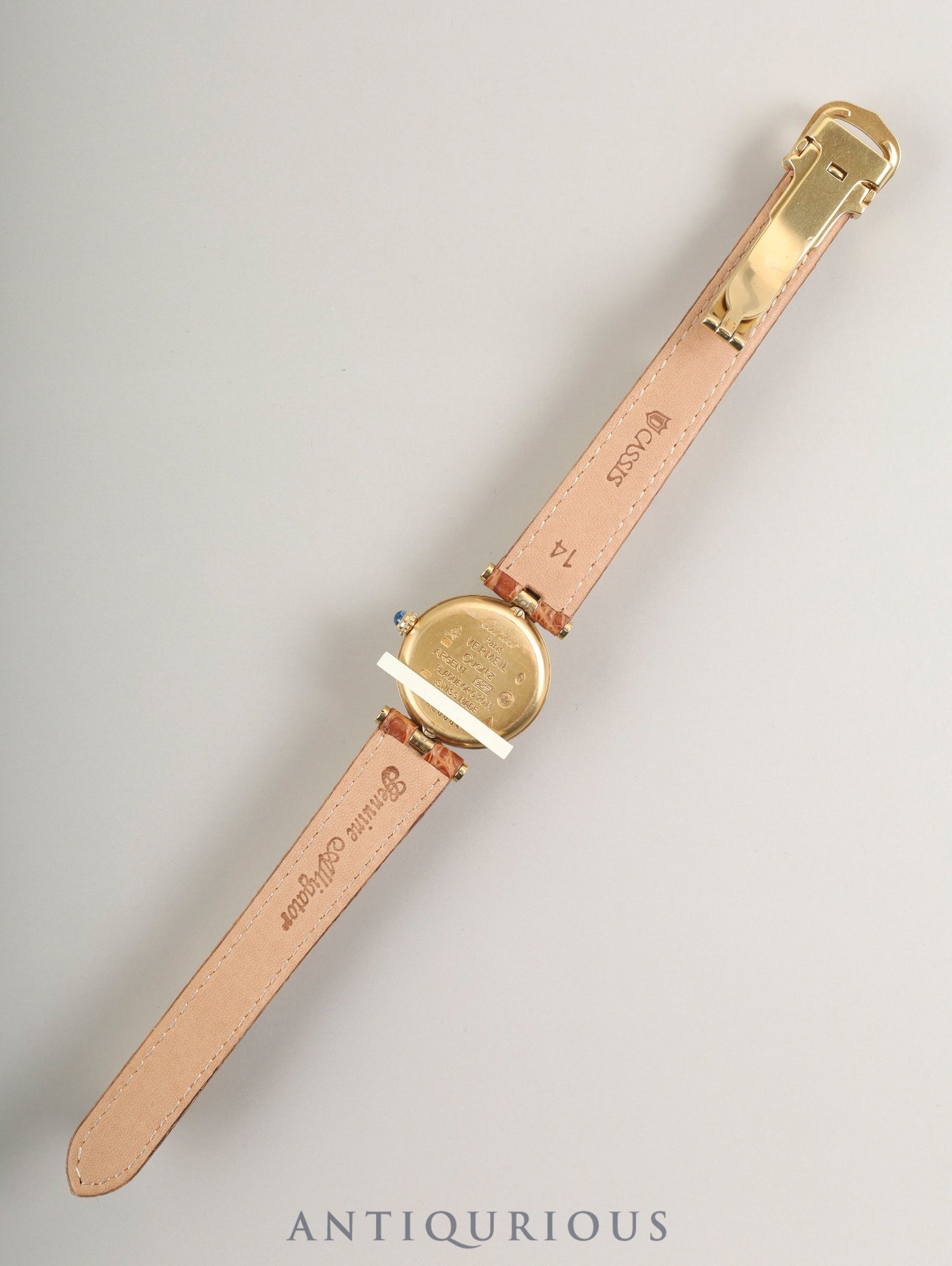 Cartier Must Vendôme VLC SM 590004 Quartz SV925 Leather Watch with Genuine D-buckle (GP) Ivory 4-point Roman Dial Overhauled