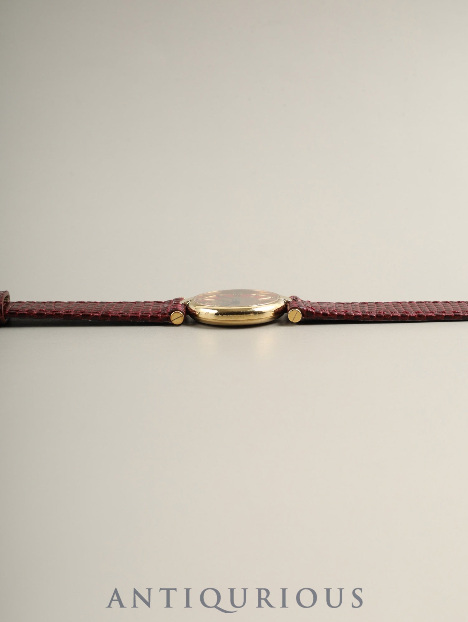 カルティエ マスト ヴァンドーム VLC SM 18 クォーツ Cal.690 SV925 革 純正ピンバックル（GP）ガーネットクロワゾネ文字盤（SWISS表記） オーバーホール済み