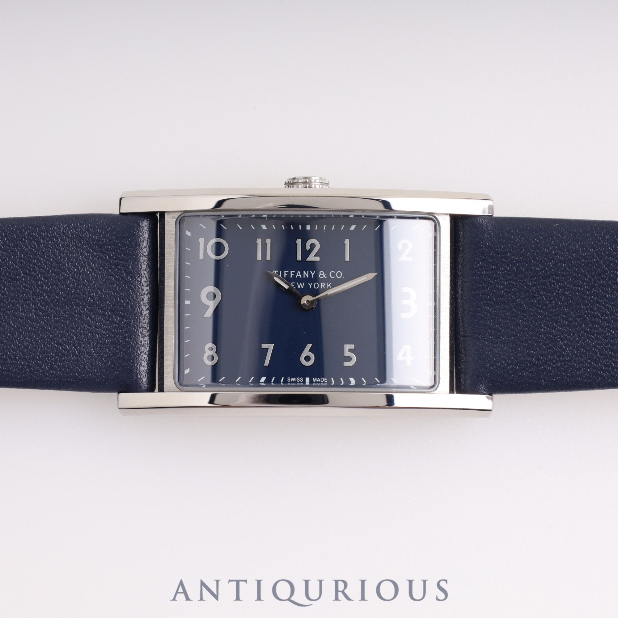 TIFFANY EASTWEST MINI 3668644 Quartz Genuine leather strap Navy dial Comes with a spare long strap