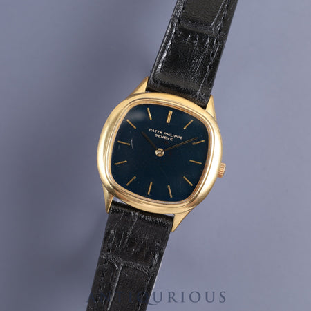 PATEK・PHILIPPE パテック・フィリップ GOLDEN ELLIPSE ゴールデンエリプス 4216 手巻き Cal.16-250 750YG 革 純正尾錠（750）ブルー文字盤 オーバーホール済み