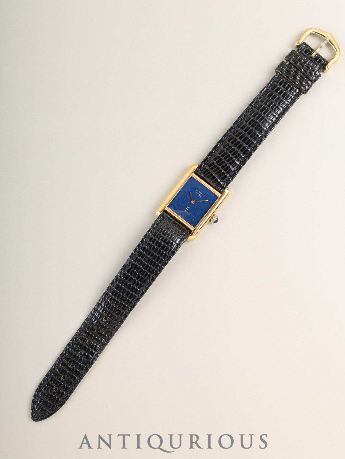 カルティエ マストタンク SM 3 手巻き Cal.78-1 SV925 革 純正ピンバックル（GP）ラピスラズリ文字盤（SWISS表記）オーバーホール済み