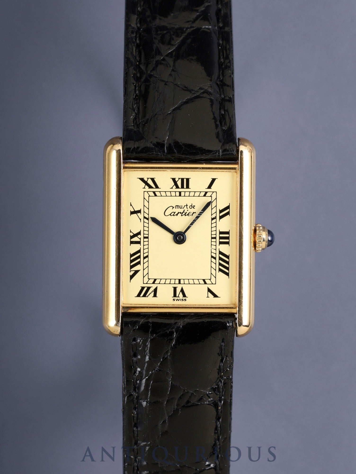 Cartier Must Tank LM 590005 Quartz Cal.90 SV925 Leather Original Pin Buckle (GP) Ivory Roman Dial (SWISS marking) Booklet Overhauled