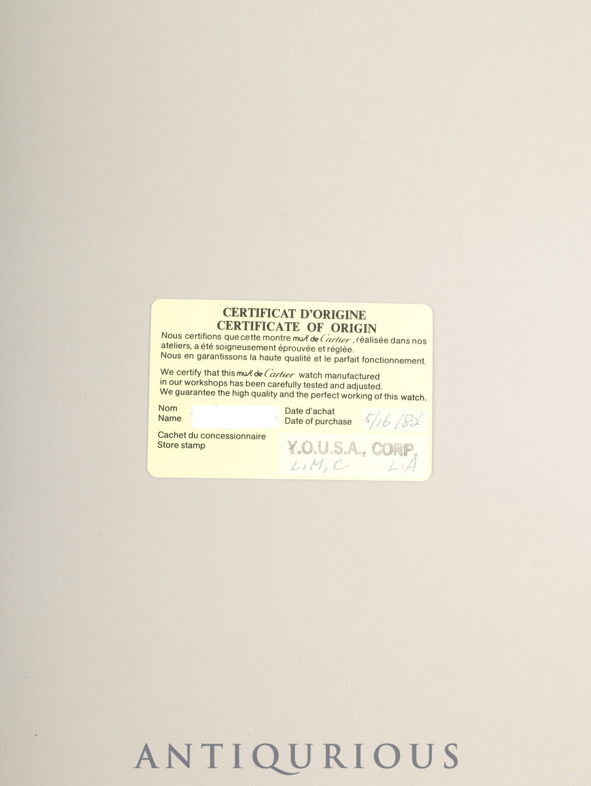 カルティエ マストタンク LM 6 手巻き Cal.78-1 SV925  革 純正ピンバックル（GP）オニキス文字盤（SWISS表記）箱 冊子 保証書（1982年）オーバーホール済み