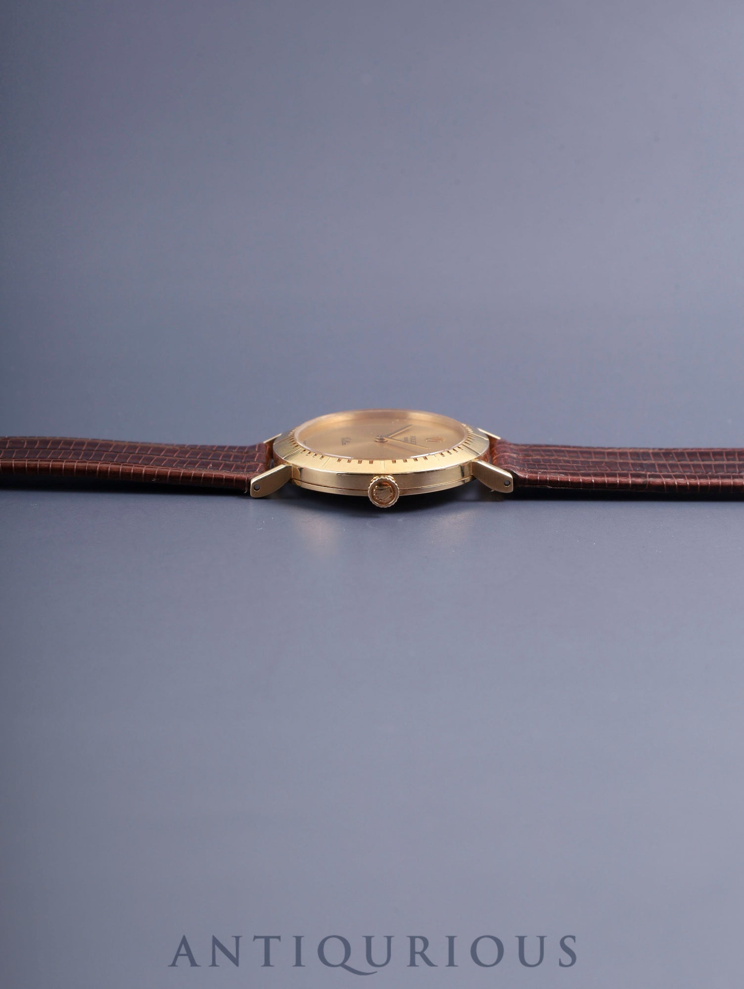 Rolex Cellini 4083 Manual Winding Caliber 1601 750YG Leather Watch with Genuine Pin Buckle (GP) Champagne Dial E Series (1990-1991) Overhauled