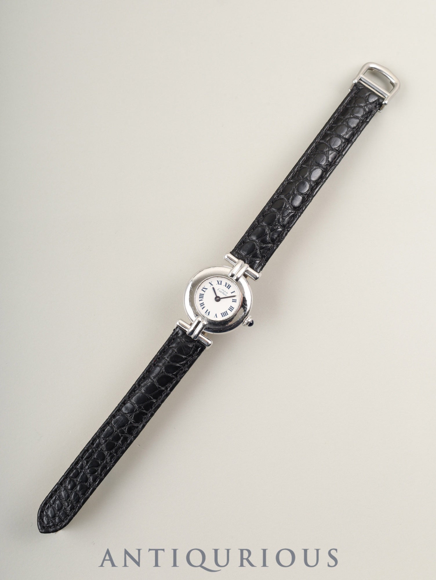 カルティエ マストコリゼ 1903 クォーツ Cal.690 SV925 革 純正Dバックル（SS） ホワイトローマン文字盤 オーバーホール済み