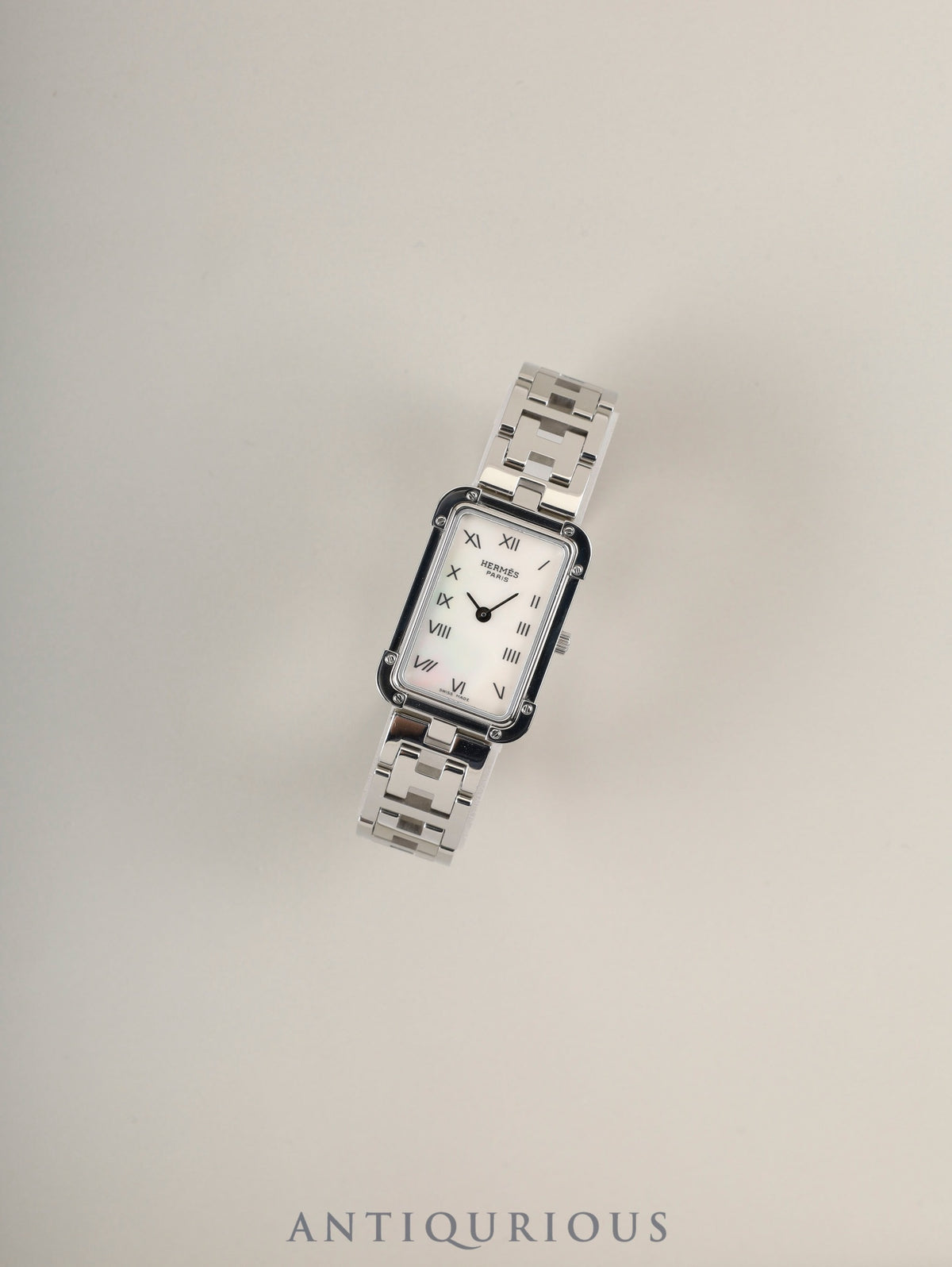 Hermès Cloajour CR2.210 Quartz Cal.976.001 Stainless Steel White Shell Dial Box Warranty (2015) Overhauled
