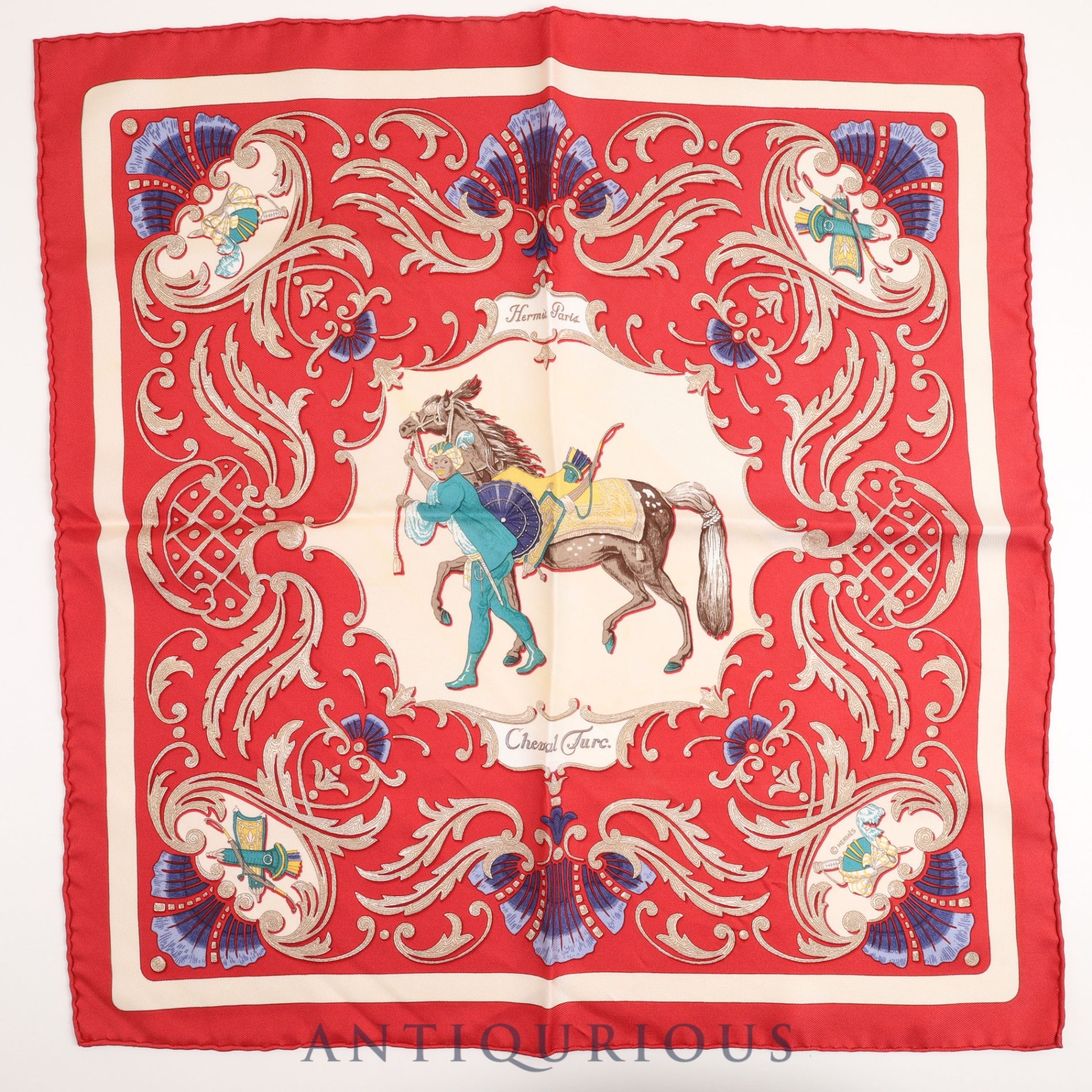 HERMES Scarf CARRES45 CHEVAL JURC SILK100%