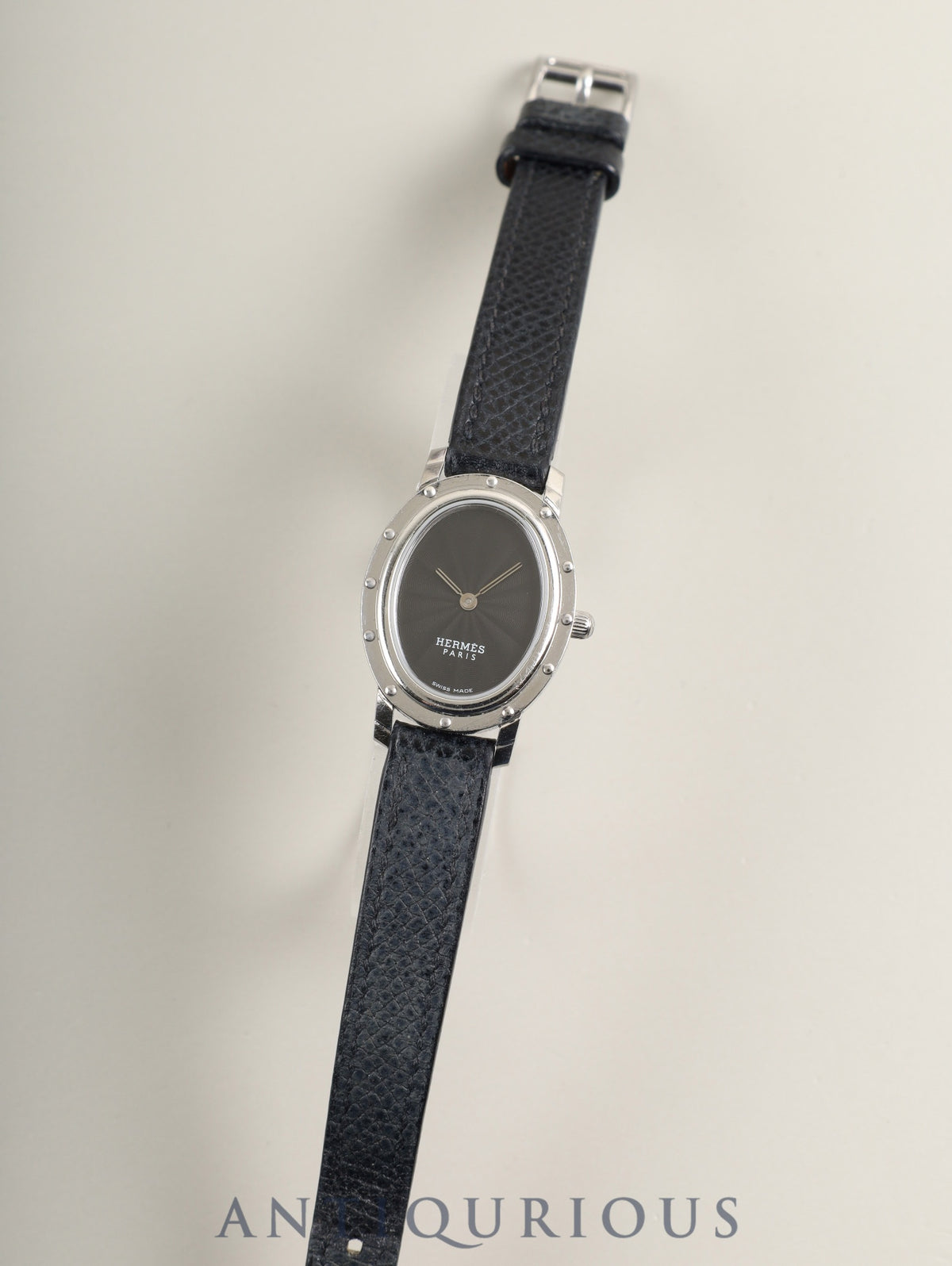 エルメス クリッパー オーバル CO1.210 クォーツ Cal.976.001 SS 純正ベルト（□E刻印：2001年） 純正ピンバックル（SS） ブラック文字盤  ケース オーバーホール済み
