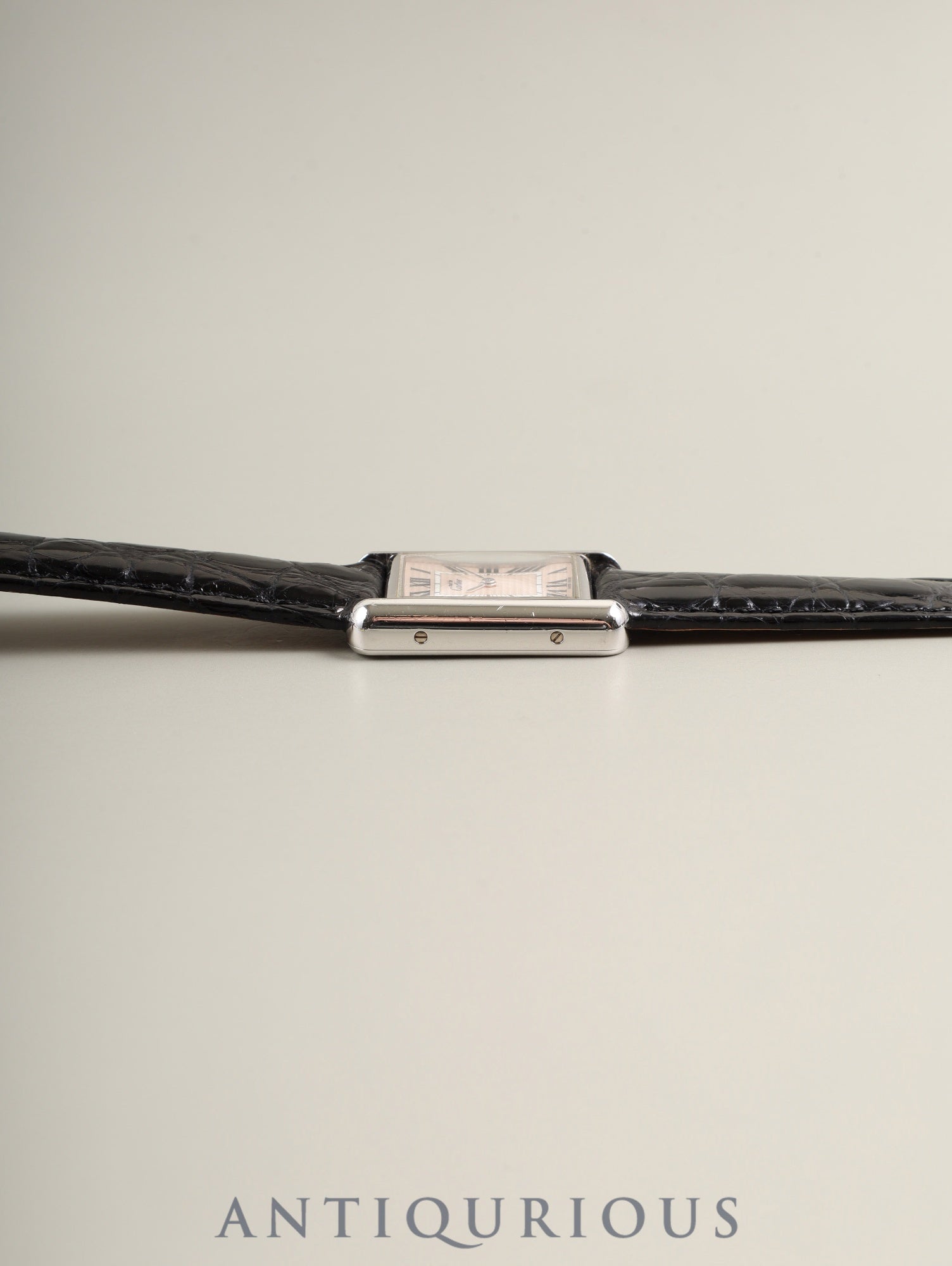 カルティエ マストタンク MM W1016130 / 2416 クォーツ Cal.057 SV925 革 純正Dバックル（SS）ピンクローマン文字盤 （SWISS MADE表記 / クリスマス限定） 箱 冊子 保証書 オーバーホール済み