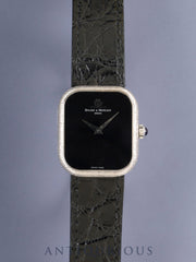 ボーム＆メルシエ レクタンギュラー 38304 手巻き Cal.BM775（ETA2510）750WG 革 純正ピンバックル（SS）オニキス文字盤 オーバーホール済み