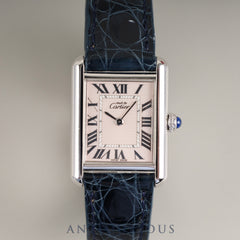 Cartier Must Tank MM 2416 Quartz Cal. 057 SV925 Genuine Leather Strap (Slightly Used) Genuine D-Buckle (Stainless Steel) Pink Roman Dial Christmas Limited Edition Overhauled