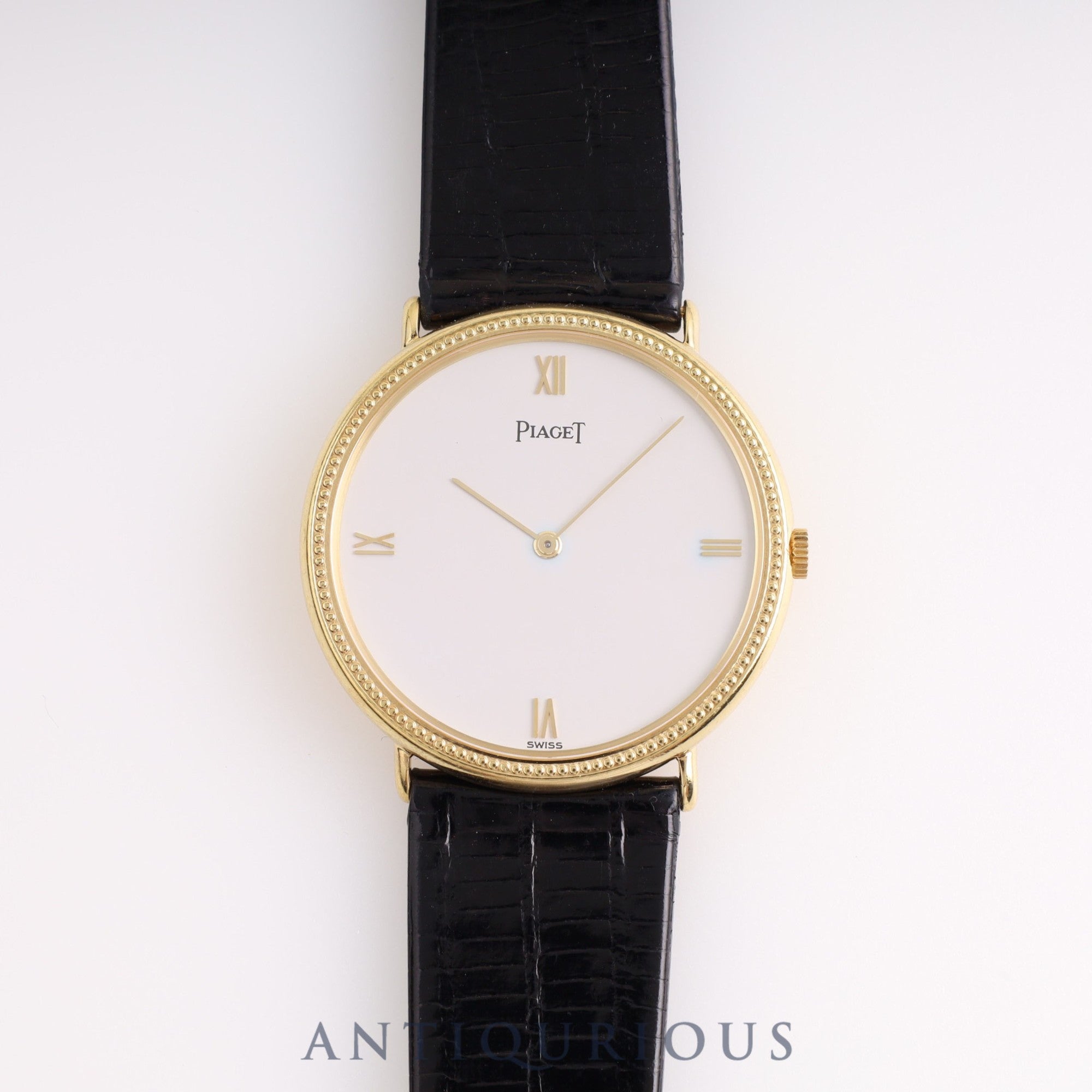 PIAGET ROUND 90231 Manual winding Cal.9P2 YG Leather Genuine buckle (750) White dial