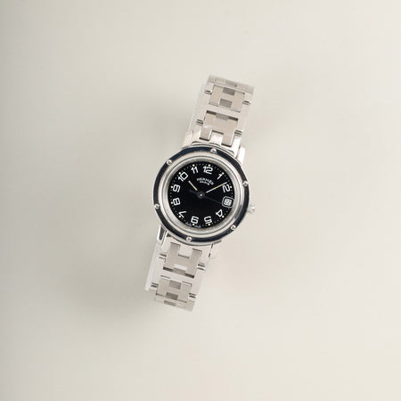 エルメス クリッパー CL4.210 クォーツ SS SS グレー文字盤 オーバーホール済み