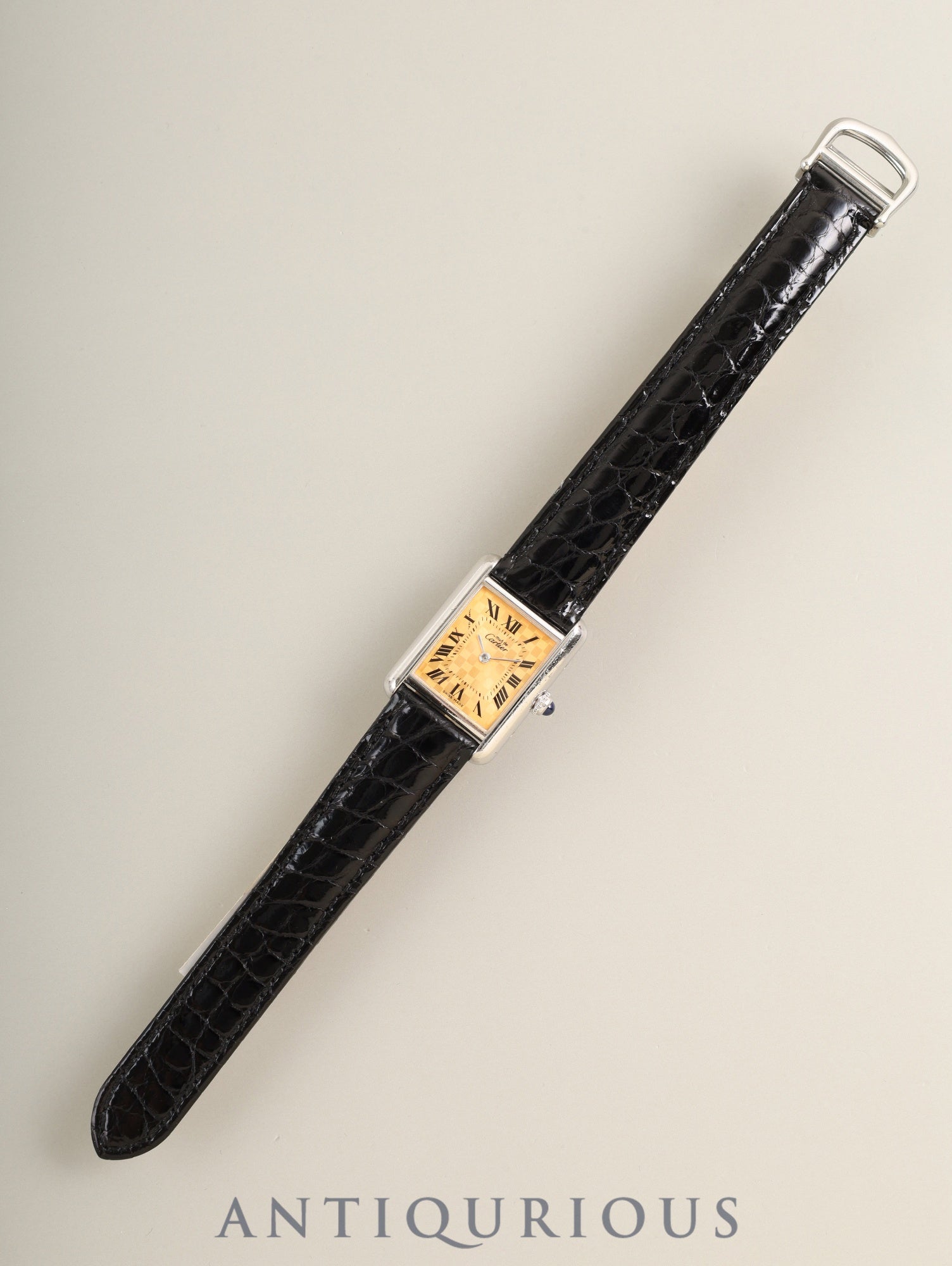 Cartier Must Tank MM W1017654 / 2416 Quartz Cal.057 SV925 Leather Genuine Deployant Buckle (GP) Orange Roman Dial (SWISS MADE / 2003 Christmas Limited Edition) Overhauled