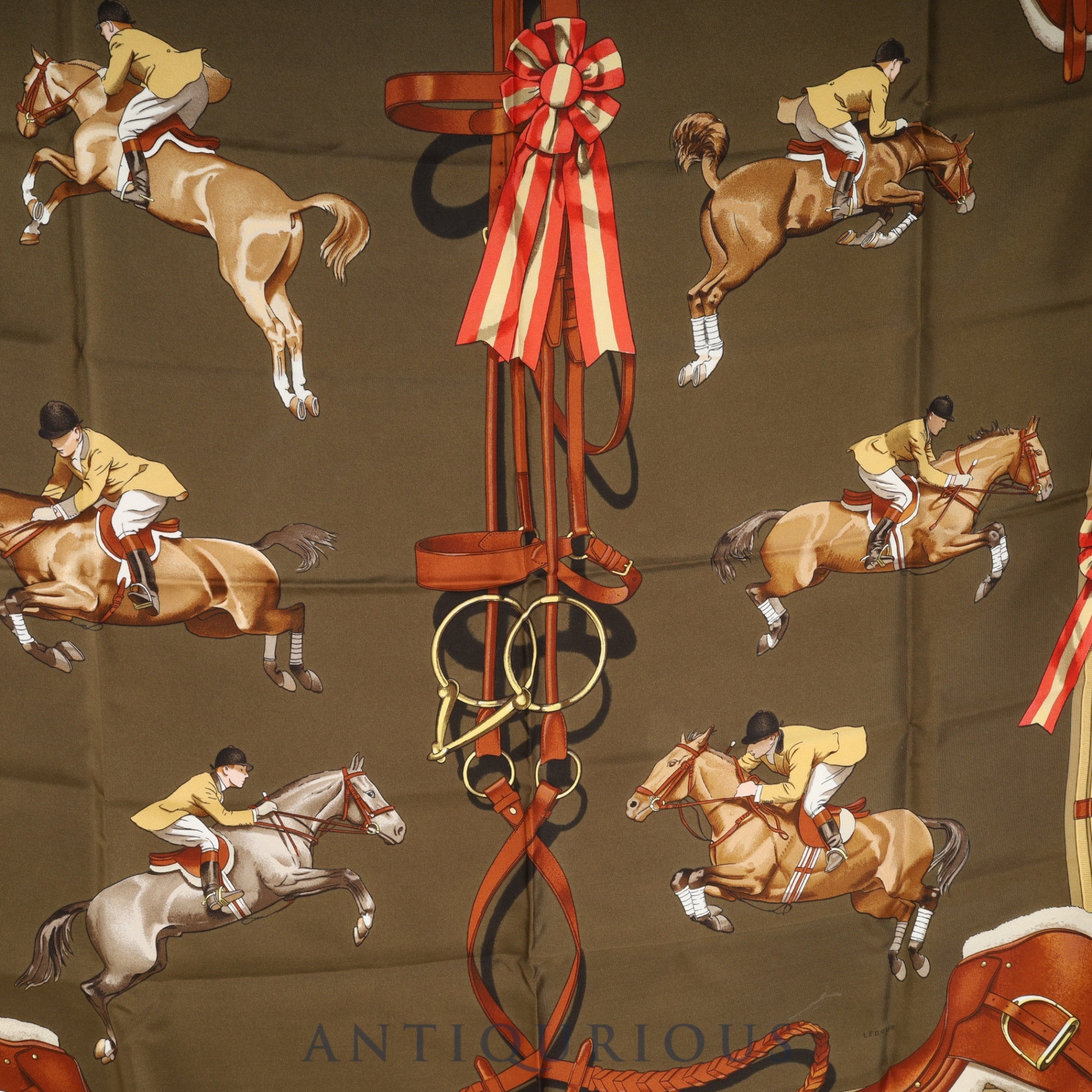 Hermes scarf Carre 90 JUMPING beige SILK100%