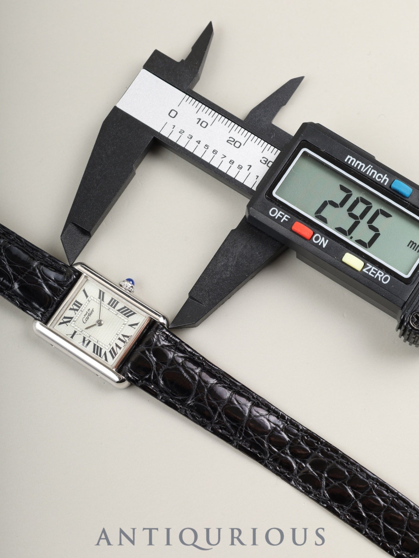 Cartier Must Tank MM W1016230 / 2416 Quartz Cal.057 SV925 Leather Genuine Deployant Buckle (SS) Light Green Roman Dial (SWISS MADE, 2000 Christmas Limited Edition) Overhauled