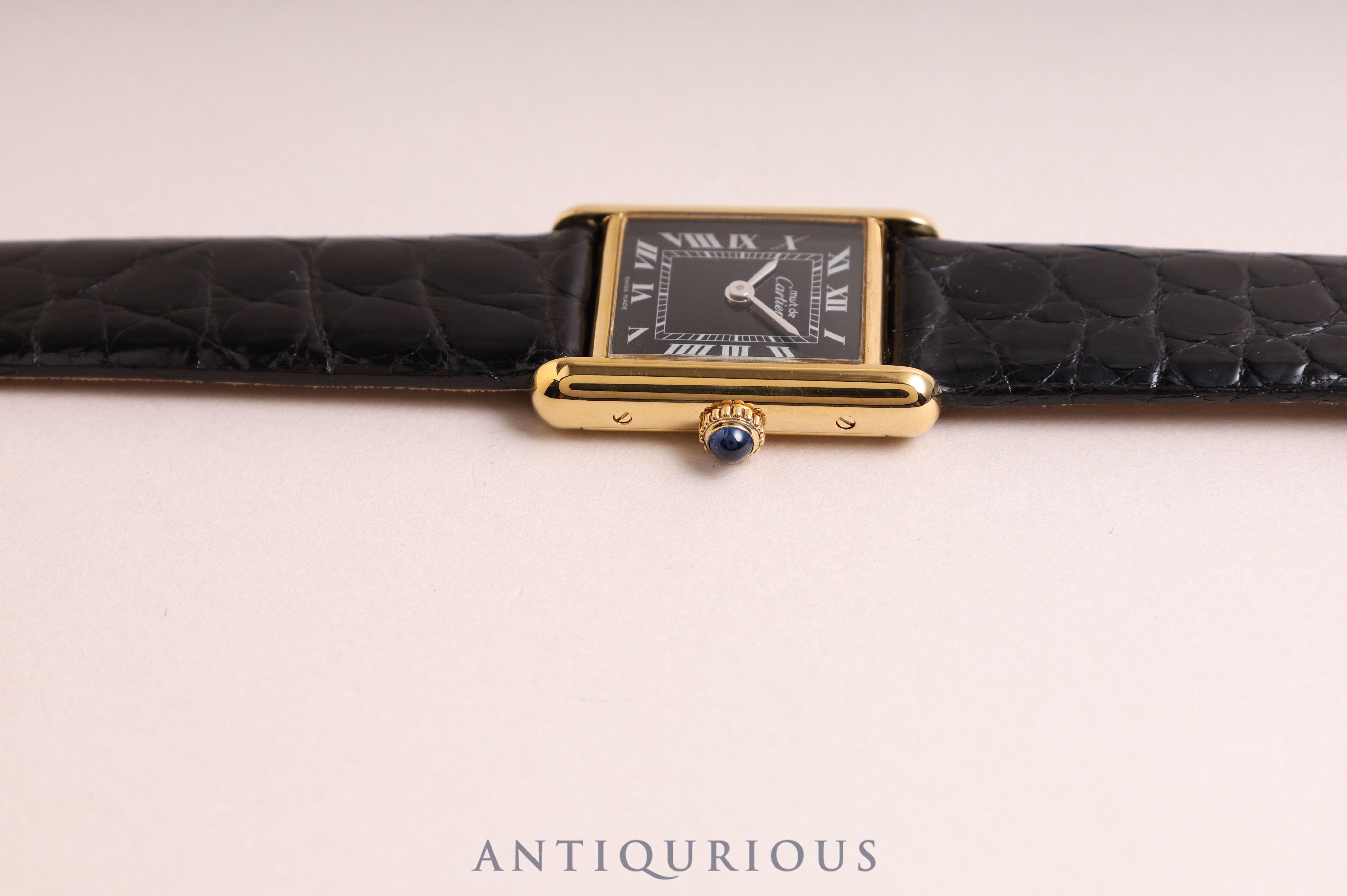 Cartier Must Tank SM Manual winding Black Roman dial Box included Complete service completed in May 2023