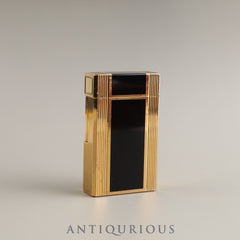 Dupont Lighter LINE1 Black Lacquer with Embossed Stripes, GP, Mechanically Adjusted