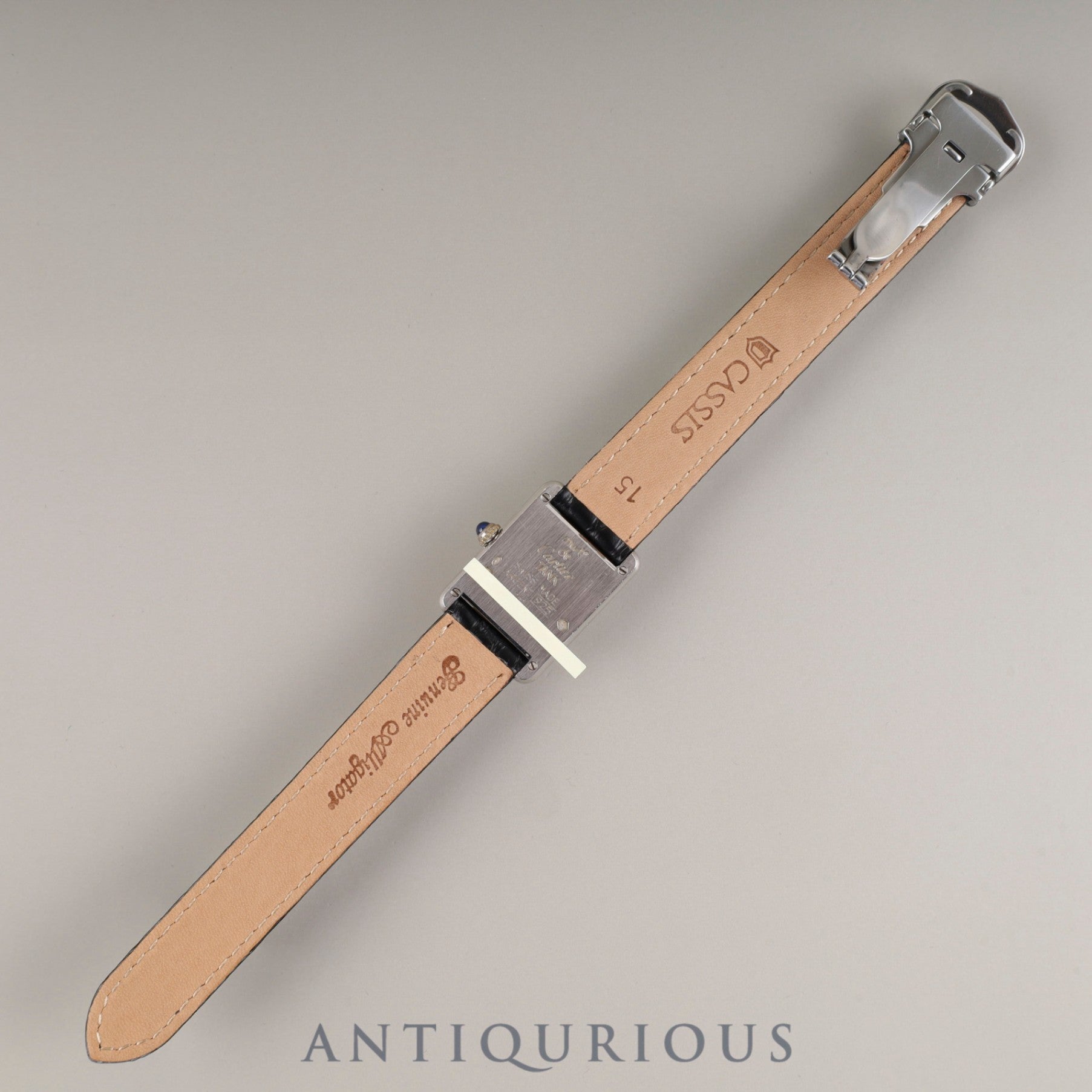 Cartier Must Tank SM 1614 Quartz Caliber 057 SV925 Leather Strap with Genuine D-Buckle (Stainless Steel) White Roman Dial Overhauled