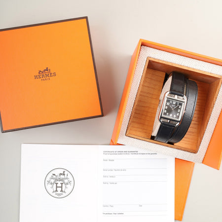 エルメス ケープコッド CC1.210 クォーツ Cal.976.001 SS 純正革ベルト（□D刻印：2000年）純正尾錠（SS）グレーアラビア文字盤 箱 保証書 オーバーホール済み