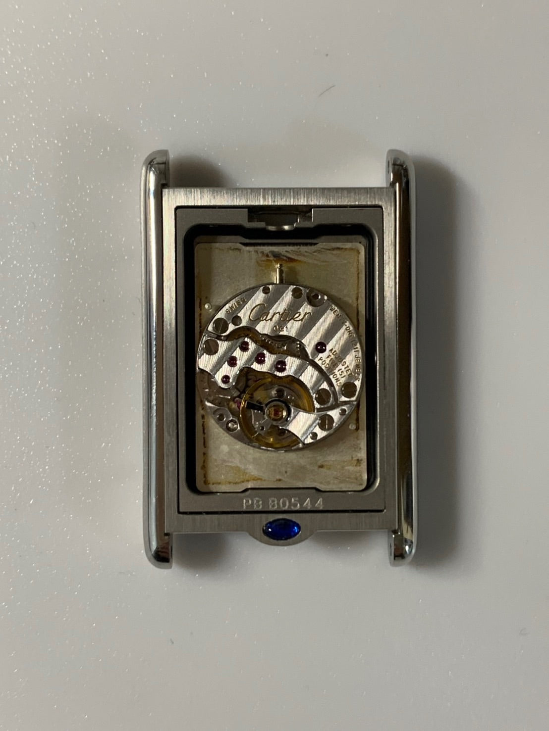 カルティエ タンク バスキュラント LM W1011358 / 2390 手巻き Cal.061 SS 革 純正ピンバックル（SS） ホワイトローマン文字盤 箱 保証書 オーバーホール済み