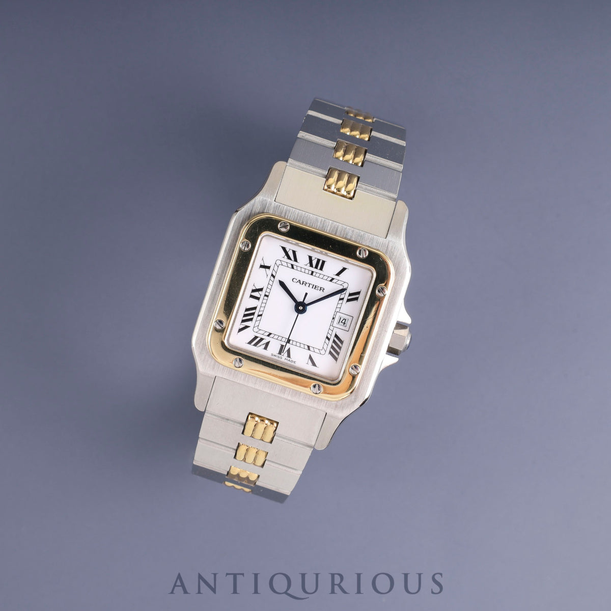 Cartier Santos Carre LM 2961 Automatic, Stainless Steel/Yellow Gold, White Roman Dial, Fully Serviced at a Cartier Boutique