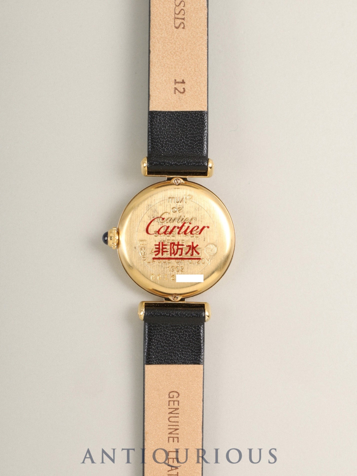 カルティエ マストコリゼ W1000653 / 1902 クォーツ SV925 革 純正ピンバックル（GP）アイボリーローマン文字盤 カルティエブティックにてコンプリートサービス済み