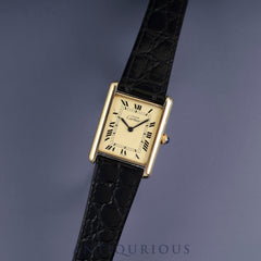 カルティエ マストタンク LM 手巻き Cal.78-1 SV925 革 純正尾錠（GP） アイボリーローマン文字盤 オーバーホール済み