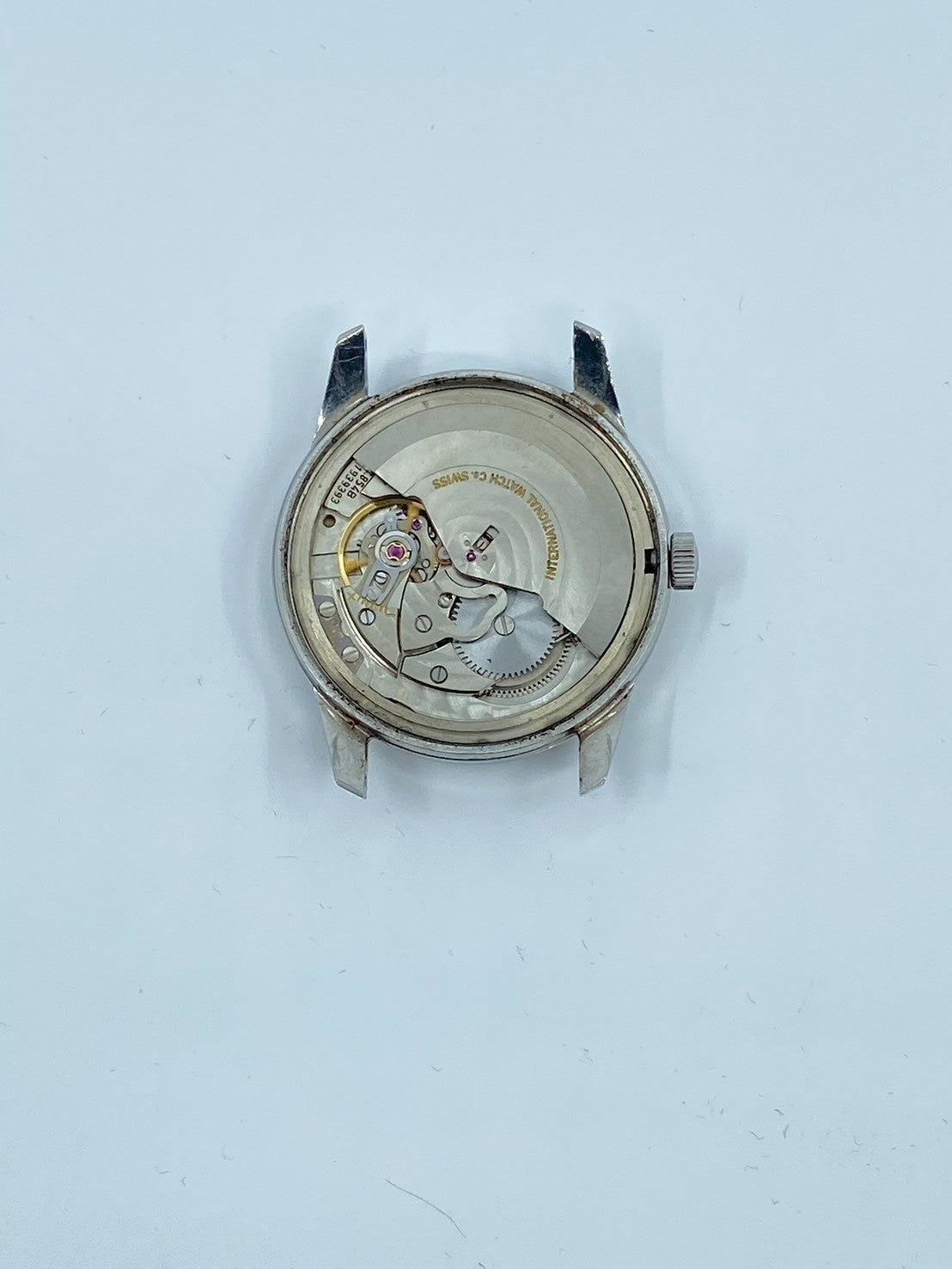 IWC Old Inter Automatic Caliber C.854B Stainless Steel Watch with Leather Strap, Aftermarket Buckle (SS), Silver Dial, Overhauled