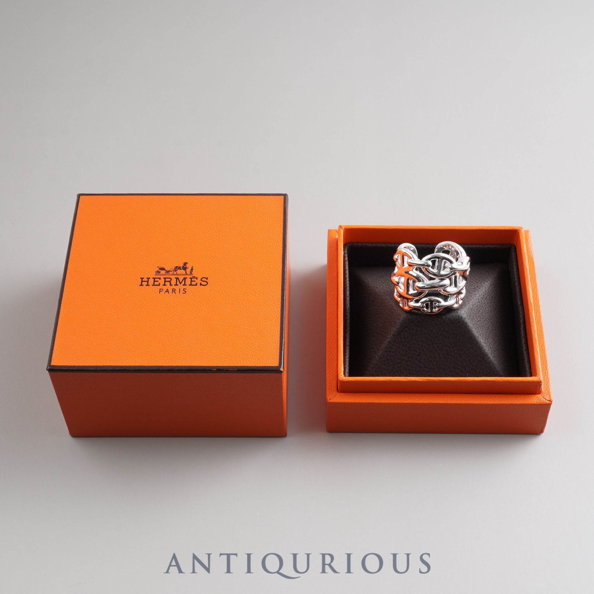 HERMES Ring Chaine d'Ancre Anchaîne GM #55 SV925 Box